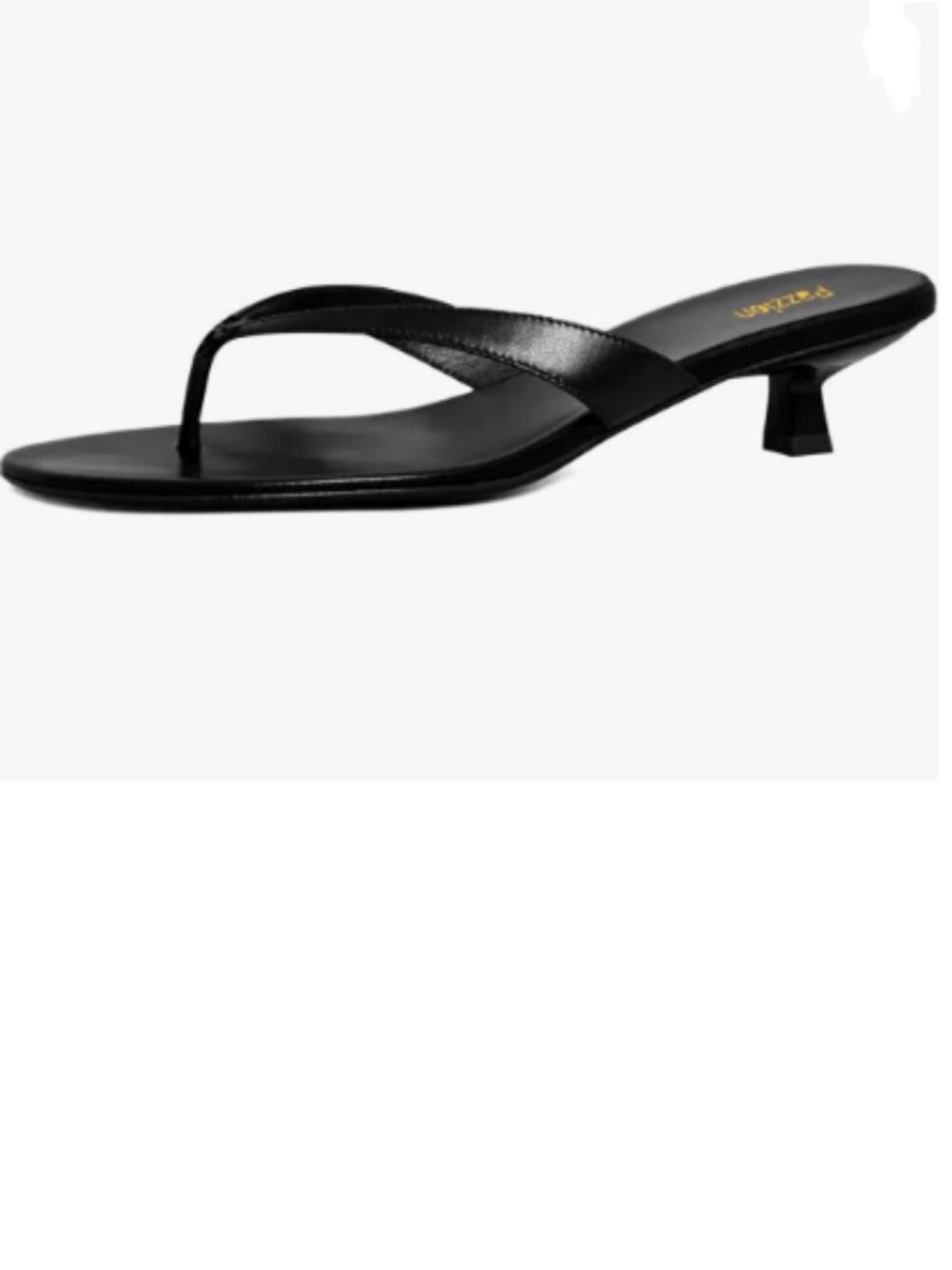 Pazzion Black Open Toe Kitten Flip Flop Slip On Low Heel Thong Sandals